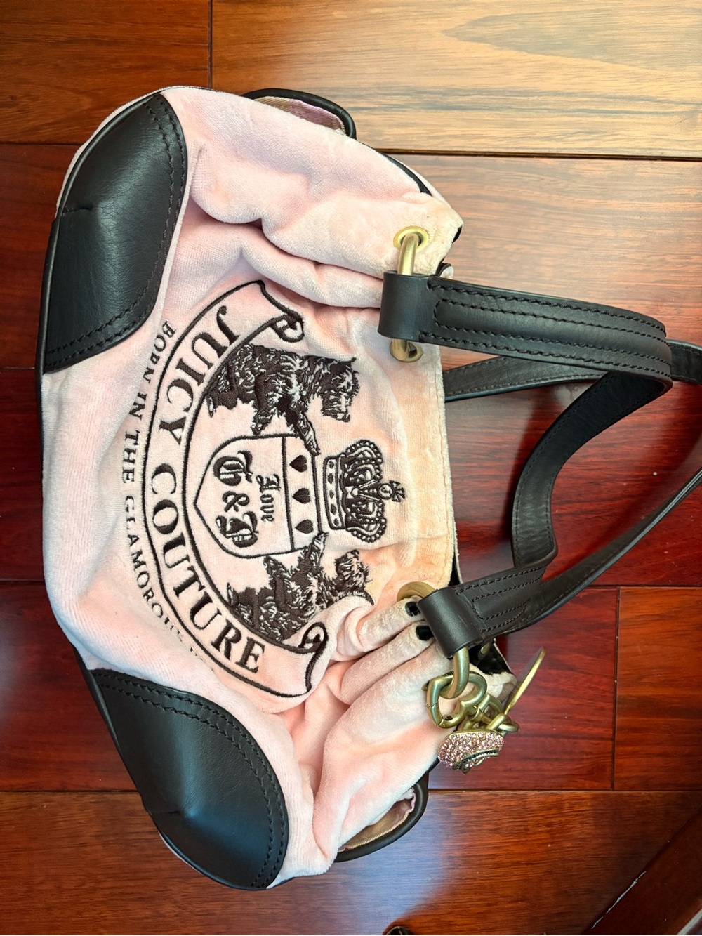 Vintage Y2K Juicy Couture Pink & Brown Velour Daydreamer Bag